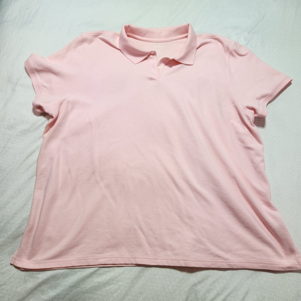 Mens L.L Bean Polo Shirt 3XL 100% Cotton Pink/Salmon